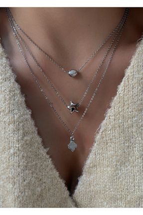 گردنبند جواهر طوسی زنانه استیل ضد زنگ aksesuaris - کد 875946494