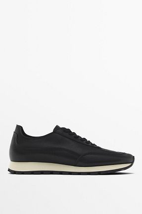 کفش اسنیکر مشکی مردانه چرم اصل Massimo Dutti - کد 875957976