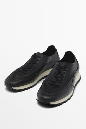 کفش اسنیکر مشکی مردانه چرم اصل Massimo Dutti - کد 875957976