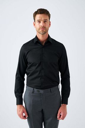 پیراهن مشکی مردانه یقه کلاسیک Paşahan - کد 875980607