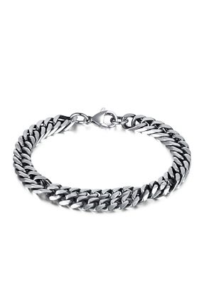 دستبند استیل (فولاد) طوسی مردانه استیل ضد زنگ PİGADO - کد 875983267