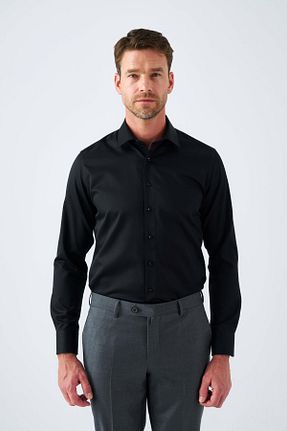 پیراهن مشکی مردانه یقه کلاسیک Paşahan - کد 875981608