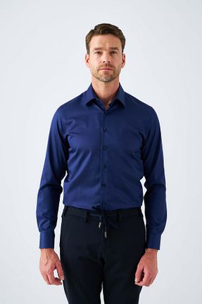 پیراهن سرمه ای مردانه یقه کلاسیک Paşahan - کد 875980611