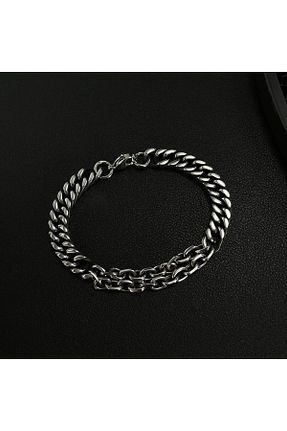 دستبند استیل (فولاد) طوسی مردانه استیل ضد زنگ PİGADO - کد 875982108