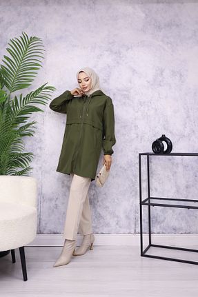 بارانی و بادگیر حجاب خاکی زنانه رگولار Atelier Lina - کد 871905833