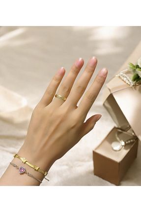 دستبند استیل (فولاد) طلائی زنانه استیل (فولاد) İthal - کد 876195267