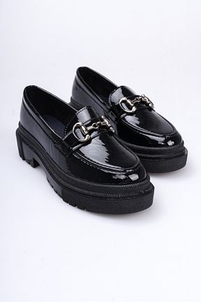 کفش لوفر مشکی زنانه چرم لاکی Liza Shoes - کد 876275925