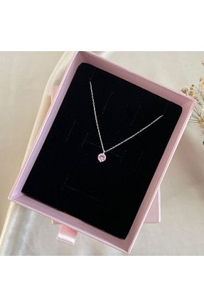 گردنبند نقره صورتی زنانه 925 عیار Lovera Jewellery - کد 876218108