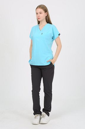 ست بالاتنه و پائین تنه فیروزه ای زنانه بافتنی Nevsa - کد 876255169
