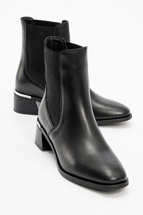 بوت / نیم بوت مشکی زنانه چرم خالص luvishoes - کد 876276144