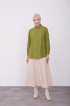 پیراهن حجاب خاکی زنانه رگولار Armine - کد 777074727