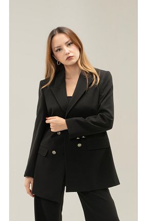 کت بلیزر مشکی زنانه پارچه MY COUSİN - کد 876305618