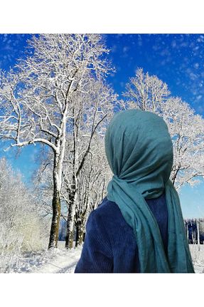 شال فیروزه ای زنانه پنبه ای ENEFENDİ - کد 874353177