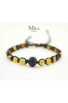 دستبند جواهر زرد زنانه سنگ طبیعی Mina Souvenir - کد 876375218