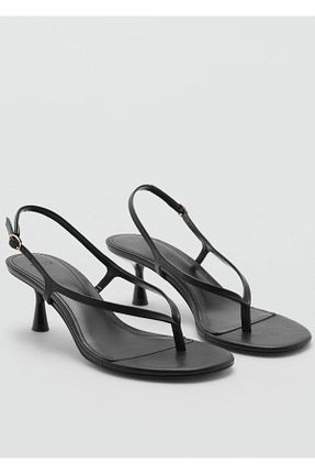 صندل مشکی زنانه پاشنه تخت MANGO - کد 832773263
