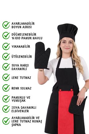 دستکش و پیشبندآشپزخانه قرمز sevilya - کد 737241917