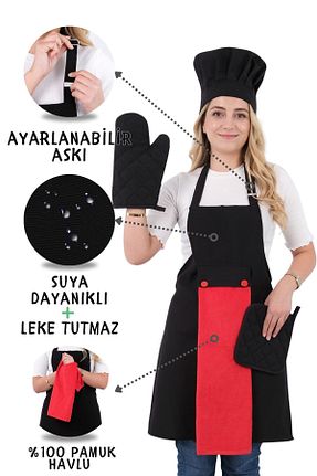 دستکش و پیشبندآشپزخانه قرمز sevilya - کد 737241917