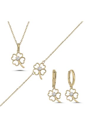 ست نقره طلائی زنانه زیرکن Inure Jewelry - کد 876440103
