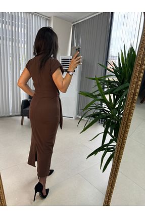 لباس قهوه ای زنانه کرپ caddstore - کد 876438213