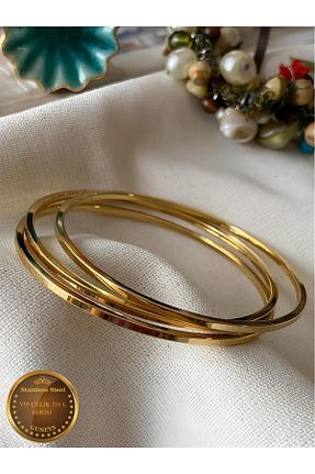 دستبند استیل (فولاد) طلائی زنانه استیل (فولاد) GUNEYS - کد 876451475