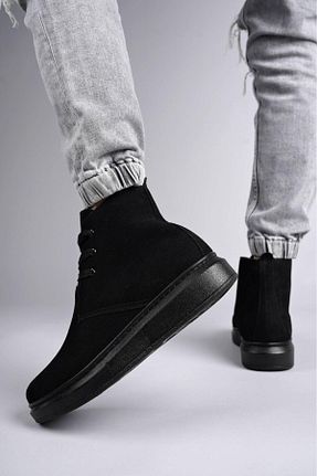بوت / نیم بوت مشکی مردانه چرم مصنوعی rabellashoes - کد 876447808