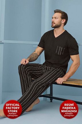 ست لباس راحتی مشکی مردانه %100 پنبه Aydoğan - کد 876510098