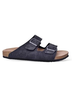 دمپائی مشکی مردانه چرم خالص FLY SOFT - کد 876530655