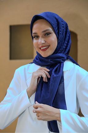 روسری سرمه ای پنبه پلی استر lamella - کد 876576442
