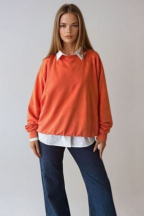 سوئیشرت نارنجی زنانه ساده VAGGON - کد 876584046