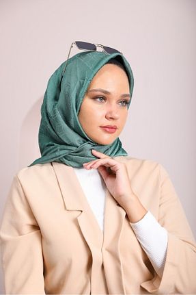 روسری فیروزه ای پنبه پلی استر lamella - کد 876582378
