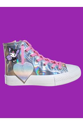 کفش اسنیکر متالیک بچه گانه بند دار LİASSHOES - کد 876584851