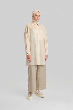 تونیک حجاب بژ زنانه پلی استر Armine - کد 844171090