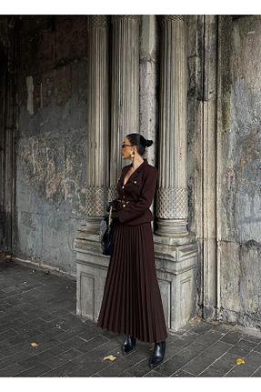 ست بالاتنه و پائین تنه قهوه ای زنانه بافتنی Rabury Butik - کد 876717563