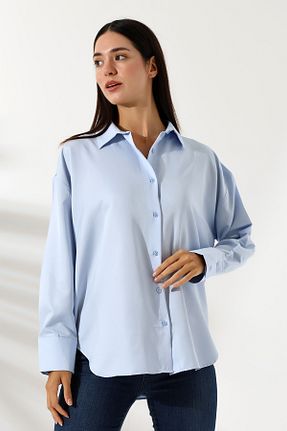 پیراهن آبی زنانه اورسایز Union and Joy - کد 861603826