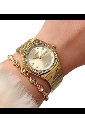 ساعت مچی زرد زنانه 36-40 میلی متر Ferrucci - کد 876760283