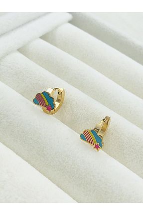 گوشواره استیل (فولاد) زرد بچه گانه استیل ضد زنگ DS DİAMONDSHOP - کد 876764805