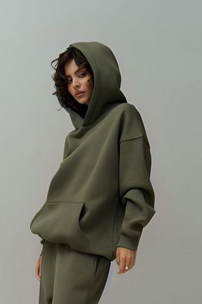 سوئیشرت خاکی زنانه ساده YAKAMEL - کد 876817440
