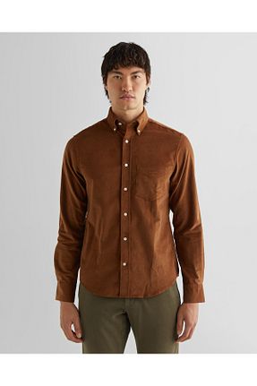 پیراهن قهوه ای مردانه رگولار Gant - کد 862484007