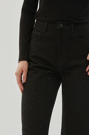 شلوار جین مشکی زنانه پاچه پهن Exquise - کد 855485077