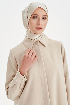 مانتو بلند حجاب بژ زنانه Tuğba - کد 876878001