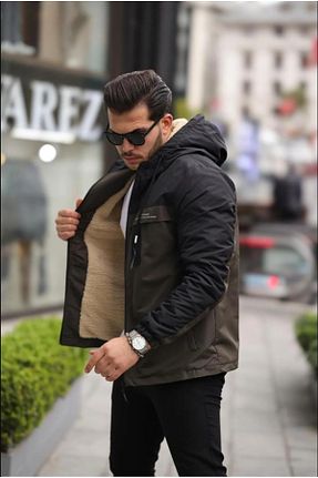 کاپشن خاکی مردانه رگولار MORDROP - کد 877381971