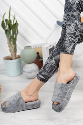 دمپائی خانگی طوسی زنانه مخملی Nmoda - کد 32270648