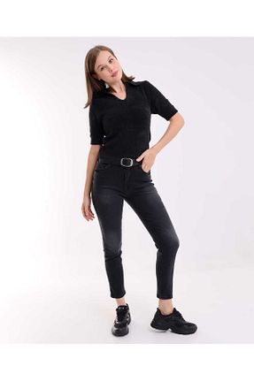 شلوار جین مشکی زنانه پاچه ساده Genel Markalar - کد 876889571