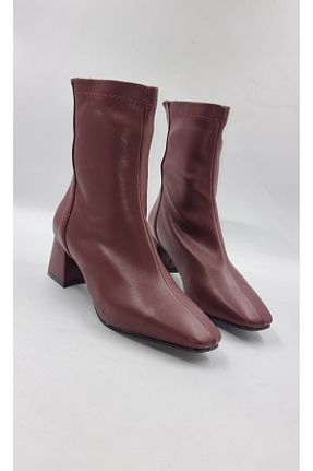 بوت / نیم بوت زرشکی زنانه چرم مصنوعی MARİSKA SHOES - کد 876890611