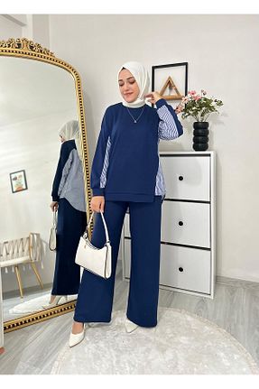 ست گرمکن حجاب آبی زنانه رگولار Moda Krash - کد 876908102