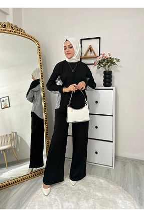 ست گرمکن حجاب مشکی زنانه رگولار Moda Krash - کد 876908094