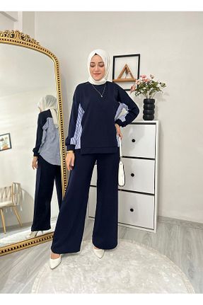 ست گرمکن حجاب سرمه ای زنانه رگولار Moda Krash - کد 876908071