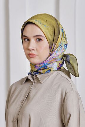 روسری خاکی پنبه ای Loryan - کد 875771015