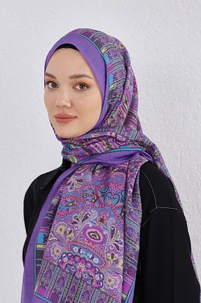 شال بنفش زنانه پنبه ای Loryan - کد 876927736