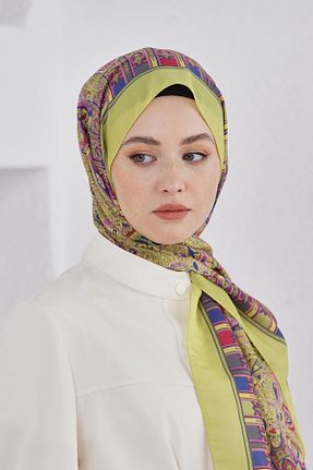 شال سبز زنانه مخلوط کتان Loryan - کد 876927891